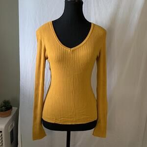 Mustard Long Sleeve Ribbed Top